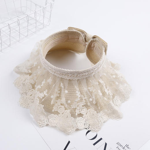 【儿童空顶遮阳帽】女孩防晒蕾丝女童帽子夏季太阳帽公主薄款透气宝宝 商品图0