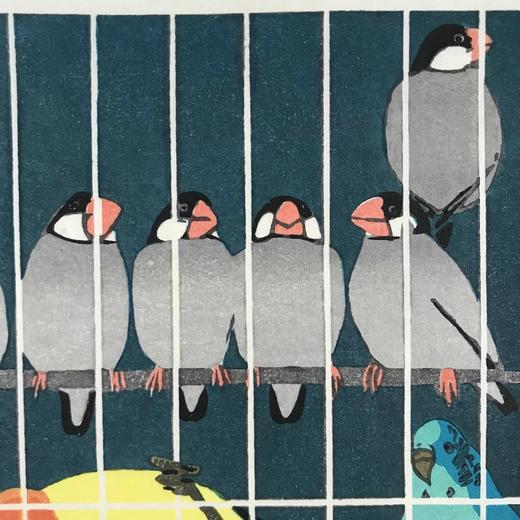 笠松紫浪 鸟  珍贵手工木刻浮世绘版画 无装裱 商品图3