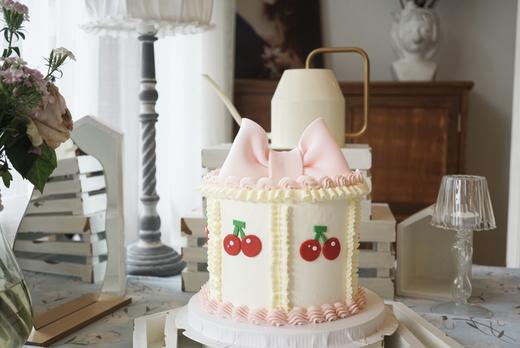 粉色翻糖蝴蝶结小樱桃 商品图1