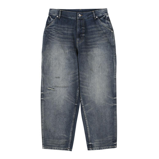 OURDAILYDOSE 原创重磅洗水做旧破洞牛仔裤多口袋宽松九分牛仔裤 商品图4