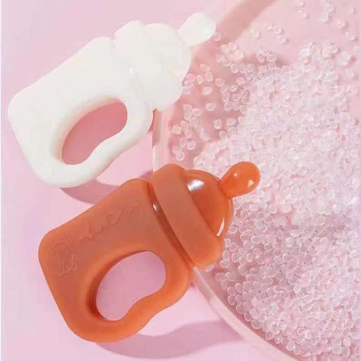 维迪熊奶瓶型婴儿牙胶_杏色、白色 商品图1