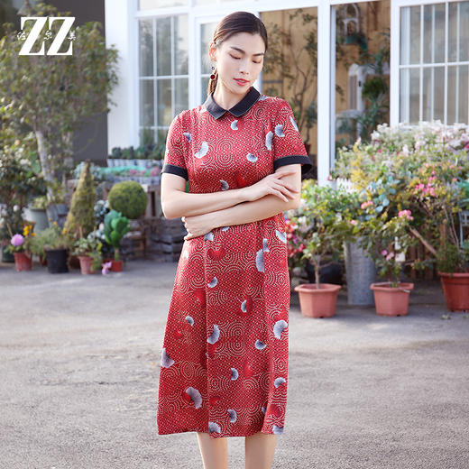 佐尔美夏季新款真丝双乔桑蚕丝连衣裙E12LS27 商品图1
