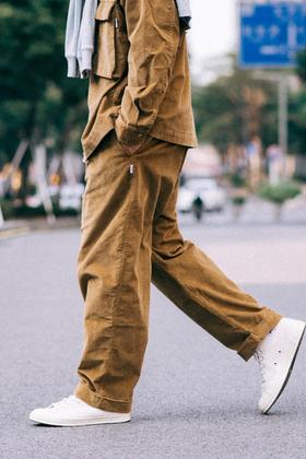OURDAILYDOSE 19AW CORDUROY PANTS 宽松灯芯绒单褶九分休闲裤