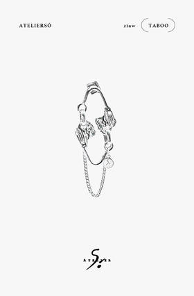 21AW TABOO｜愚人船  别针系列 - 纹理镜像别针耳环