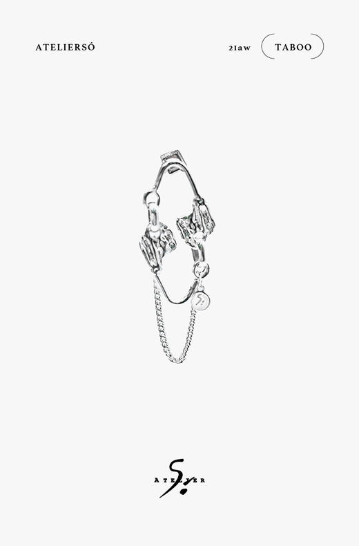 21AW TABOO｜愚人船  别针系列 - 纹理镜像别针耳环 商品图0