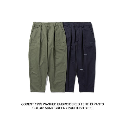 OURDAILYDOSE 19SS 原创复古简约日系洗水宽松刺绣九分休闲面包裤 商品图0