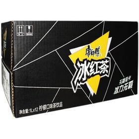 【批发】康师傅新品无糖冰红茶零卡0卡黑瓶包装1L*12瓶/箱