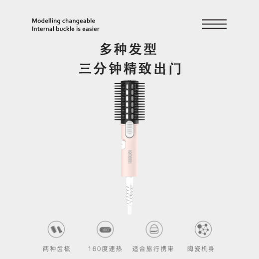 娜么美直发梳吹风机卷发棒套装粉色GF-02礼盒三件套送女友负离子护发迷你家用 商品图4