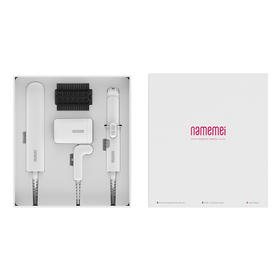 娜么美直发梳吹风机卷发棒套装白色GF-01礼盒三件套送女友负离子护发迷你吹风直发梳卷发棒家用