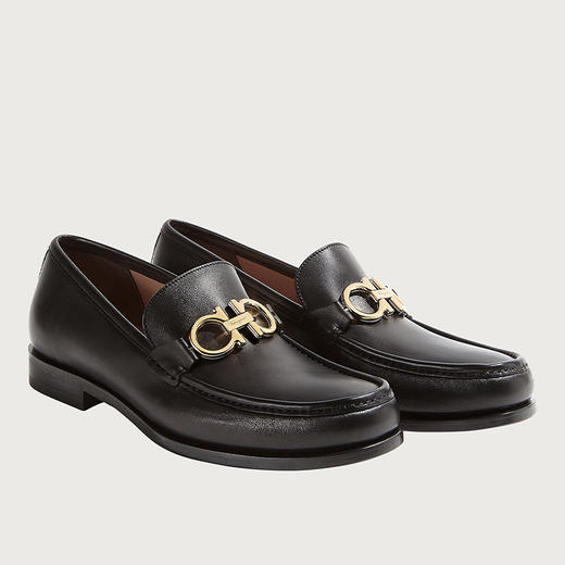 【二】FERRAGAMO 菲拉格慕 男士带GANCINI装饰的莫卡辛鞋 黑色 712557 商品图1