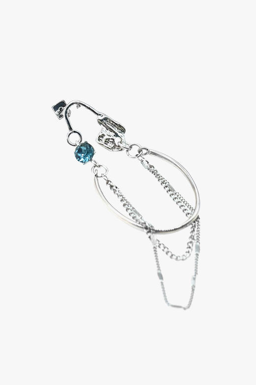 21AW TABOO｜愚人船  别针系列 - 雾蓝水晶流苏耳环 商品图2