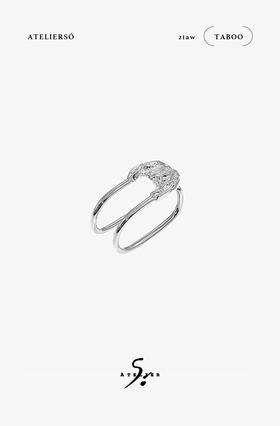 21AW TABOO｜愚人船  别针系列 - 纹理别针双指戒