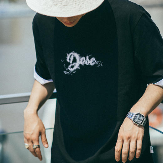 OURDAILYDOSE 原创潮牌烟雾效果印花 宽松休闲纯色圆领短袖T恤男 商品图0