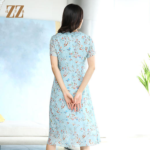 佐尔美夏季新款乔其印花桑蚕丝连衣裙E12LS46 商品图4