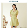 紫涵2021年夏装新款V领纽扣收腰短袖连衣裙纯色裙子Z1Z04AS294 商品缩略图2