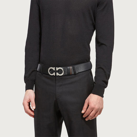 【一】FERRAGAMO 菲拉格慕 男士双面可调节GANCINI腰带 黑色 67 8783 476361 商品图2