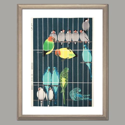 笠松紫浪 鸟  珍贵手工木刻浮世绘版画 无装裱 商品图0