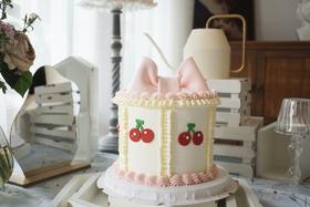 粉色翻糖蝴蝶结小樱桃