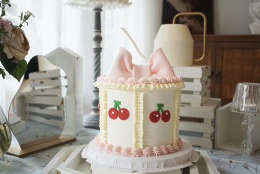 粉色翻糖蝴蝶结小樱桃 商品图0