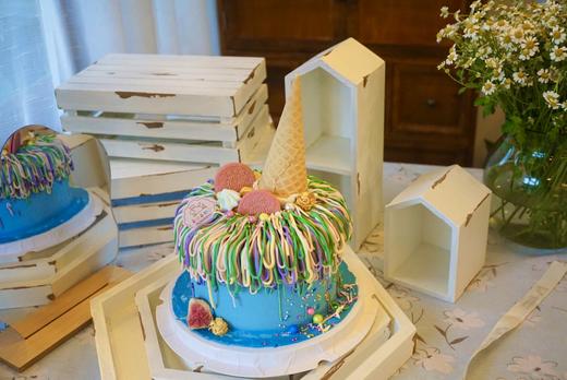 蓝色系线条甜筒蛋糕 商品图3