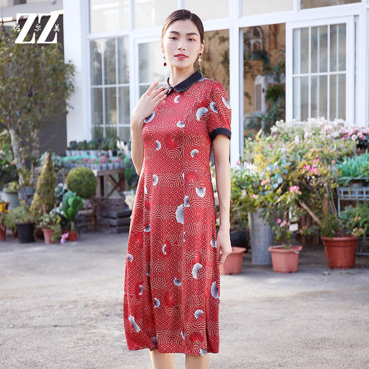 佐尔美夏季新款真丝双乔桑蚕丝连衣裙E12LS27 商品图4