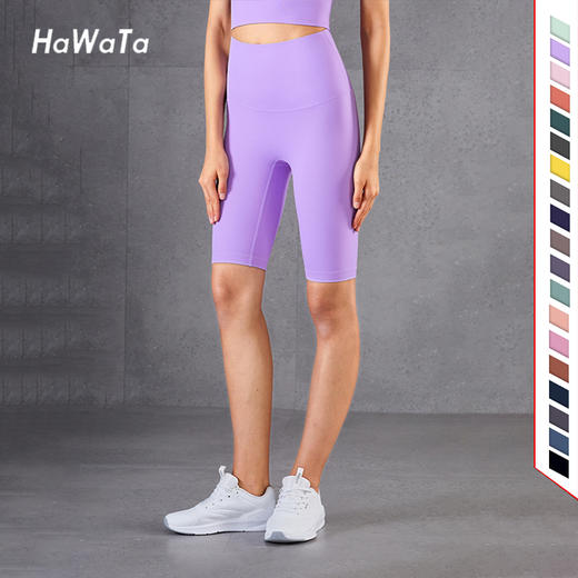 《5送1 12送3》HWT新款运动瑜伽短裤五分裤跑步健身服消除尴尬T线裤 商品图2