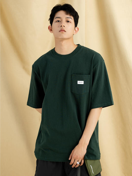 OURDAILYDOSE 21SS原创潮牌重磅麻棉水洗标语字母口袋圆领短袖T恤 商品图1