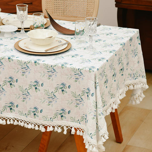 春日绿芽桌布田园美式茶几餐桌桌布 商品图1