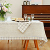 森系格纹饰边桌布田园日式长方形防水桌布 商品缩略图0
