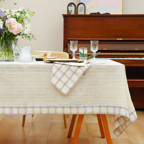 森系格纹饰边桌布田园日式长方形防水桌布