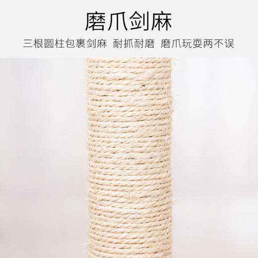 玲宠剑麻三柱三层方盘磨爪中型猫爬架猫抓板圆盘磨爪中型猫爬架猫树抓 商品图3