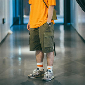 OURDAILYDOSE 20SS 原创宽松水洗做旧拼接工装短裤 五分休闲裤