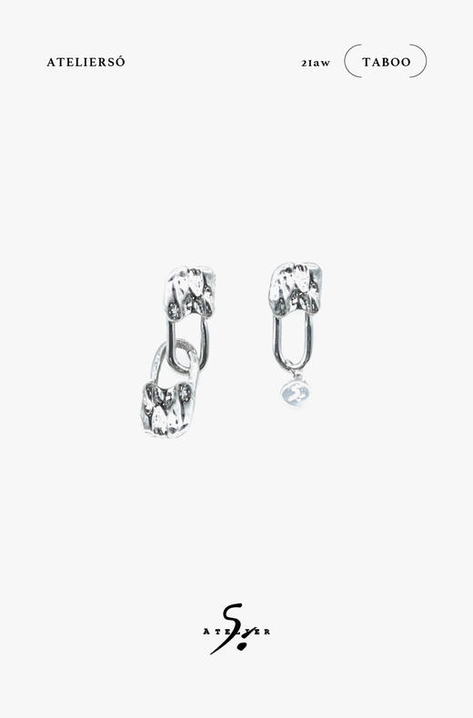 21AW TABOO｜愚人船 别针系列 - 纹理吊坠耳钉套组 商品图0