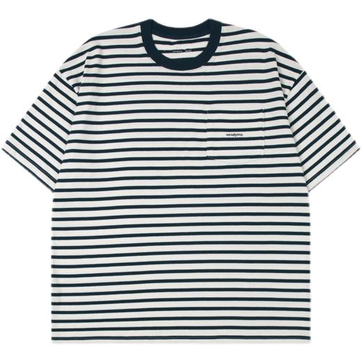 OURDAILYDOSE 21SS 原创潮牌宽松cityboy蓝色条纹刺绣口袋短袖T恤 商品图4