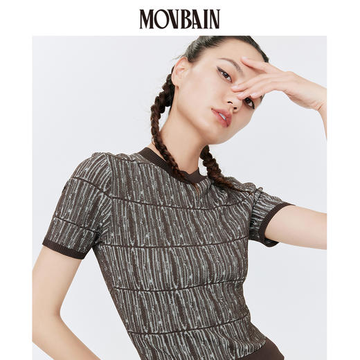 GXG女装 2021年满身提花LOGO针织短袖 #MC244001E 商品图3