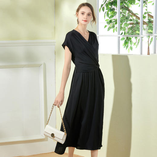 丁摩 真丝连衣裙收腰显瘦重磅桑桑蚕丝连衣裙Q121137 商品图2