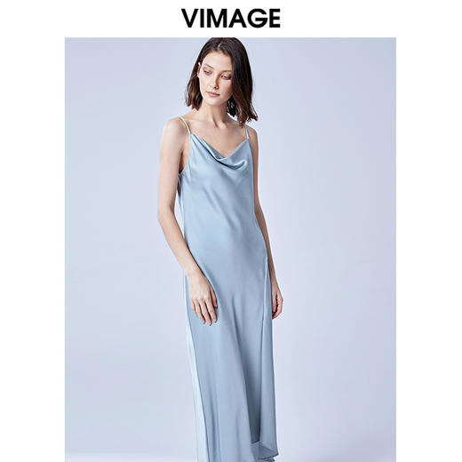 VIMAGE纬漫纪夏款时尚慵懒风垂感舒适性感吊带连衣裙女裙V1377904 商品图2