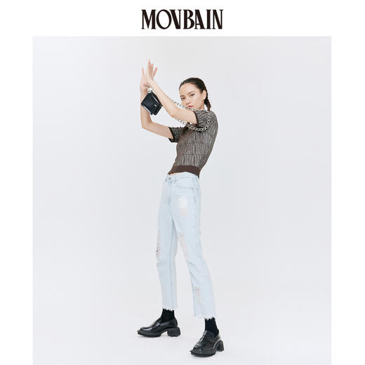 GXG女装 2021年满身提花LOGO针织短袖 #MC244001E 商品图2