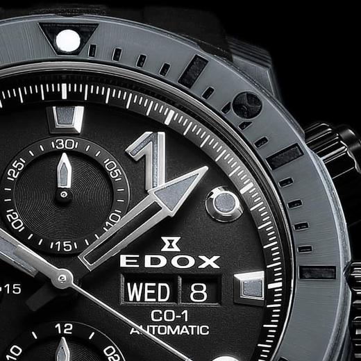 现货瑞士EDOX依度CO1碳纤维自动机械计时手表潜水夜光背透橡胶带 商品图2