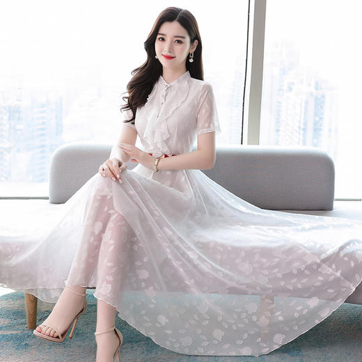 修身气质短袖雪纺大摆连衣裙 XYX2665 商品图2