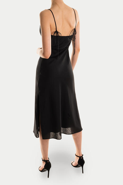 CG｜Black Silk Cotton Slipdress [系带丝绵双侧开叉连衣裙] 商品图6