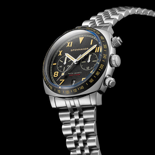 英国SPINNAKER三角帆HULL石英计时男士手表加州盘面夜光防水钢带 商品图3