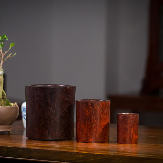 紫檀束腰套筒笔筒（一套三件） 商品图0