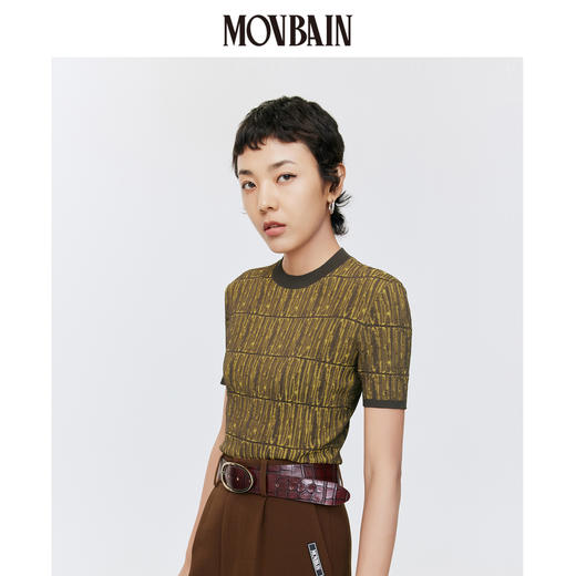 GXG女装 2021年满身提花LOGO针织短袖 #MC244001E 商品图0