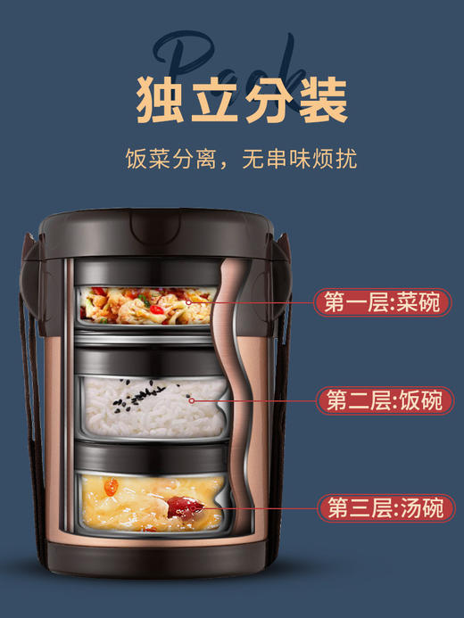 【日本泰福高 保温饭盒】 304不锈钢多层保温饭盒女超长保温桶12小时成人便当盒 商品图2