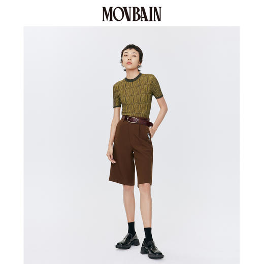 GXG女装 2021年满身提花LOGO针织短袖 #MC244001E 商品图1