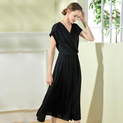 丁摩 真丝连衣裙收腰显瘦重磅桑桑蚕丝连衣裙Q121137 商品图3