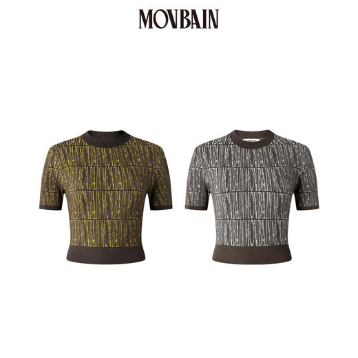 GXG女装 2021年满身提花LOGO针织短袖 #MC244001E 商品图4