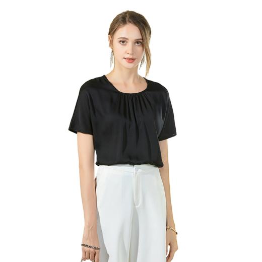 丁摩 真丝上衣T恤重磅桑蚕丝短袖小衫洋气Q121136 商品图3