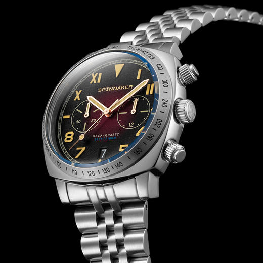 英国SPINNAKER三角帆HULL石英计时男士手表加州盘面夜光防水钢带 商品图1